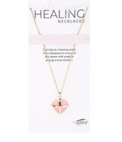 Heart Shaped Healing Cat's Eye Pink Necklace Alexa's Angels
