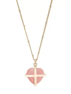 Heart Shaped Healing Cat's Eye Pink Necklace Alexa's Angels
