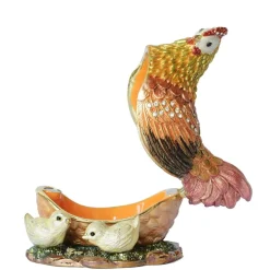Hen and Chicks Jeweled Pewter Trinket Box
