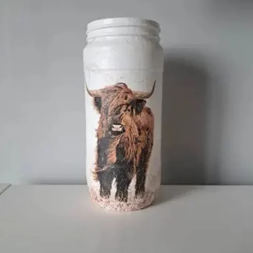 Highland Cow Glass Vase