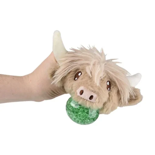 Highland Cow Squeezy Bead Plush Ball 3" Super Soft