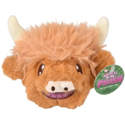 Highland Cow Squeezy Bead Plush Ball 3" Super Soft