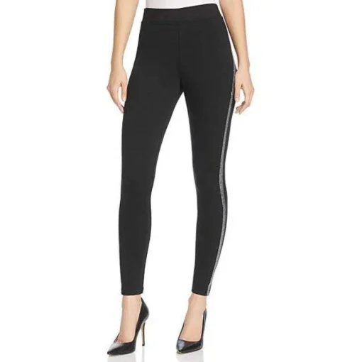 Hue Plus Metallic Tuxedo Ponte-Knit Leggings