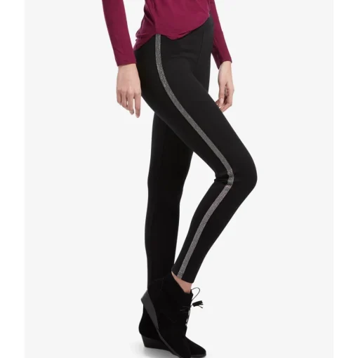 Hue Plus Metallic Tuxedo Ponte-Knit Leggings