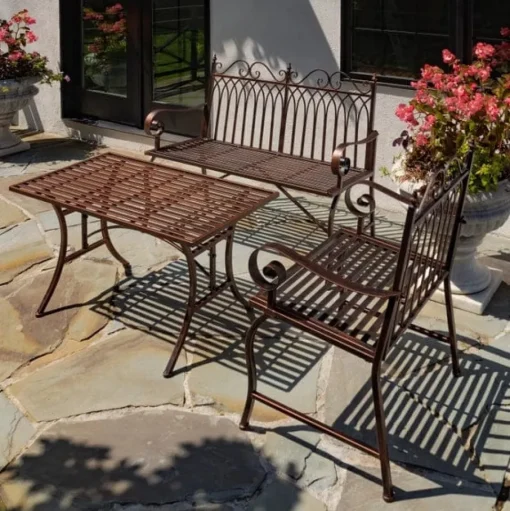 Indoor/Outdoor Iron Garden Table in Antique Bronze "Valley Forge"