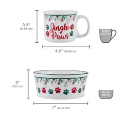 Jingle Paws Holiday Winterberry Dog Bowl and Matching Mug Set by Fitz & Floyd