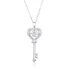 Key to My Heart Moissanite Diamond Necklace 925 Sterling Silver Rhodium Plated