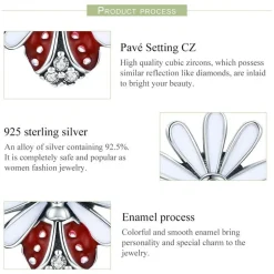 Ladybug on a Daisy Sterling Silver Ring, Earrings, Charm