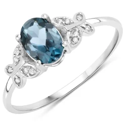 London Blue Topaz and Diamond Butterfly Ring in 14K Gold