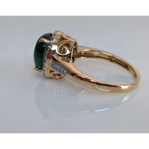 Malachite & Diamond Halo Ring in 10K Yellow Gold-Perfect and Affordable Engagement Ring!