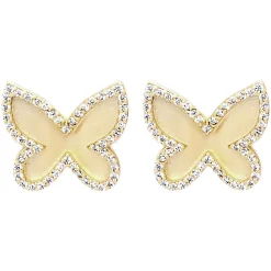 Matte Gold with CZ Butterfly Jewelry Set Earrings Necklace Ring