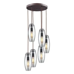 Menlow Park 6-Lght Round Pndnt W/Smoked Glss