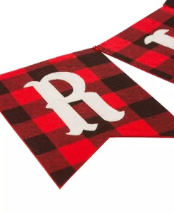 Merry Christmas Plaid Banner Garland Polyester Imported 8.75' L
