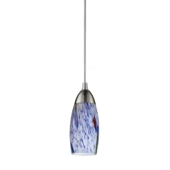 Milan 1-Lght Pendant W/Starburst Hand-blown Blue Glass