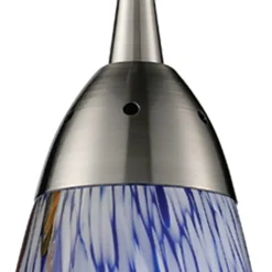 Milan 1-Lght Pendant W/Starburst Hand-blown Blue Glass