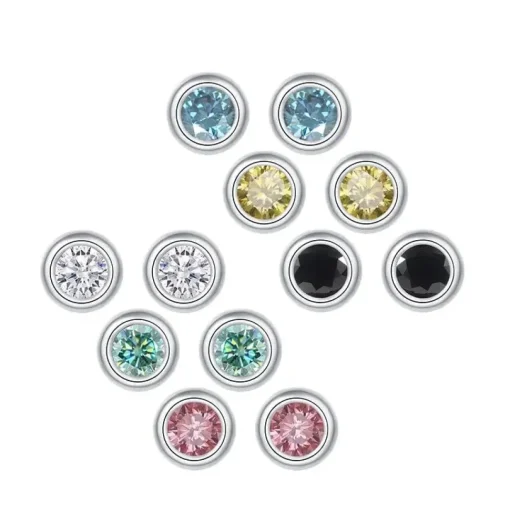 Moissanite 1ct Colored GRA Bezel Set Jewelry 925 Sterling Silver Lasting Beauty Plating