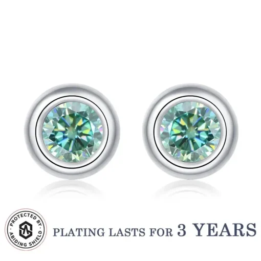 Moissanite 1ct Colored GRA Bezel Set Jewelry 925 Sterling Silver Lasting Beauty Plating