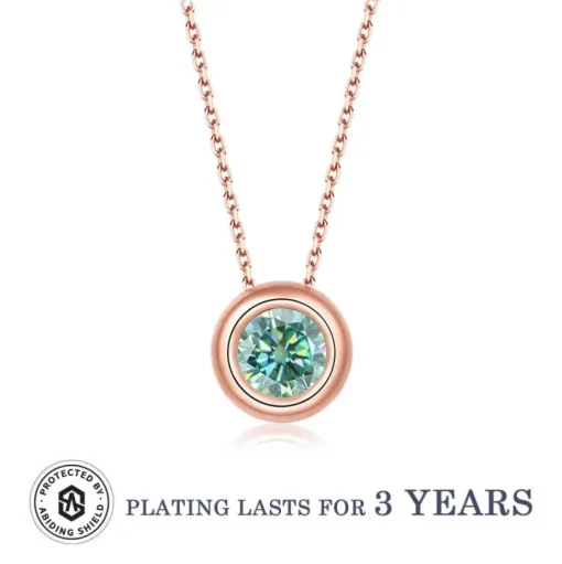 Moissanite 1ct Colored GRA Bezel Set Jewelry 925 Sterling Silver Lasting Beauty Plating