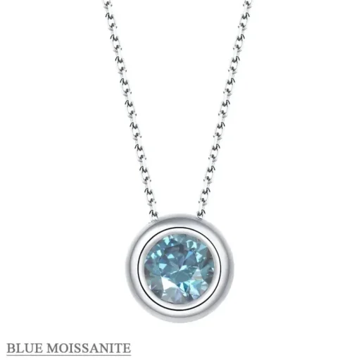 Moissanite 1ct Colored GRA Bezel Set Jewelry 925 Sterling Silver Lasting Beauty Plating