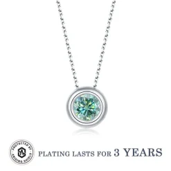 Moissanite 1ct Colored GRA Bezel Set Jewelry 925 Sterling Silver Lasting Beauty Plating