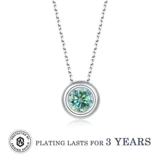 Moissanite 1ct Colored GRA Bezel Set Jewelry 925 Sterling Silver Lasting Beauty Plating