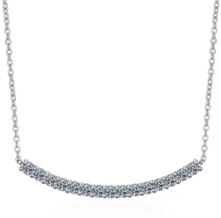 Moissanite Diamond Curved Bar Necklace .9ctw Sterling SIlver