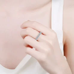 Moissanite Eternity Band Side Settings 2ct Ultra Sparkle Ring Sterling Silver