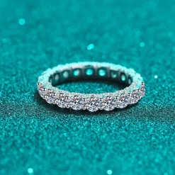 Moissanite Eternity Band Side Settings 2ct Ultra Sparkle Ring Sterling Silver