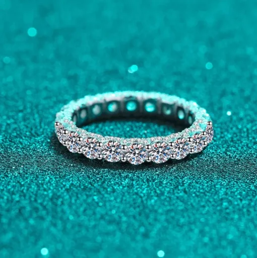 Moissanite Eternity Band Side Settings 2ct Ultra Sparkle Ring Sterling Silver