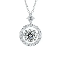 Moissanite Twinkling Necklace 925 Gold Plated Sterling Silver 1ct