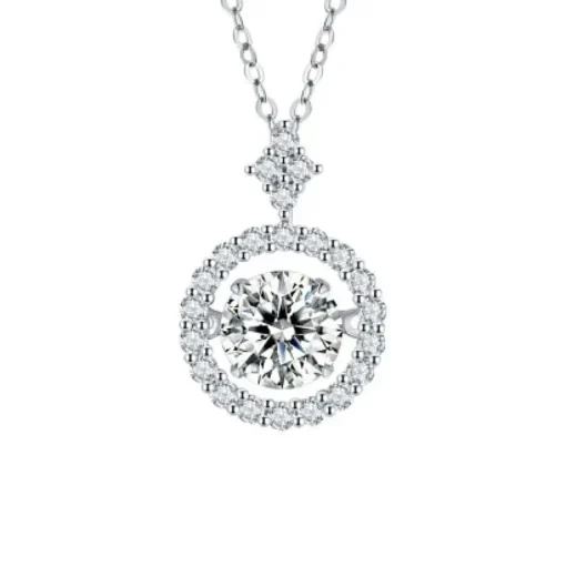 Moissanite Twinkling Necklace 925 Gold Plated Sterling Silver 1ct