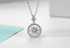 Moissanite Twinkling Necklace 925 Gold Plated Sterling Silver 1ct