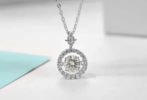 Moissanite Twinkling Necklace 925 Gold Plated Sterling Silver 1ct