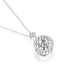 Moissanite Twinkling Necklace 925 Gold Plated Sterling Silver 1ct