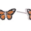 Monarch Butterfly Stud Earrings Sterling SIlver