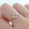 Moon & Star Adjustable Ring - Sterling Silver