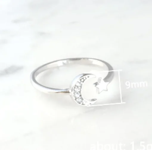 Moon & Star Adjustable Ring - Sterling Silver