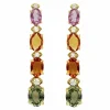Multi Colored Sapphire & Diamond Rain Drop Earrings 14K Yellow Gold
