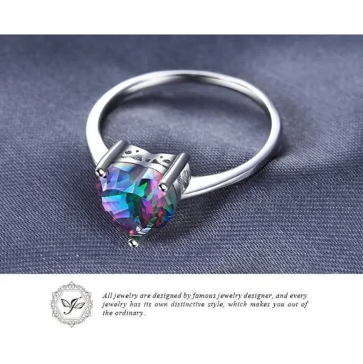 Mystic Topaz Heart Necklace and Ring, Blaze of Brilliant Colors!