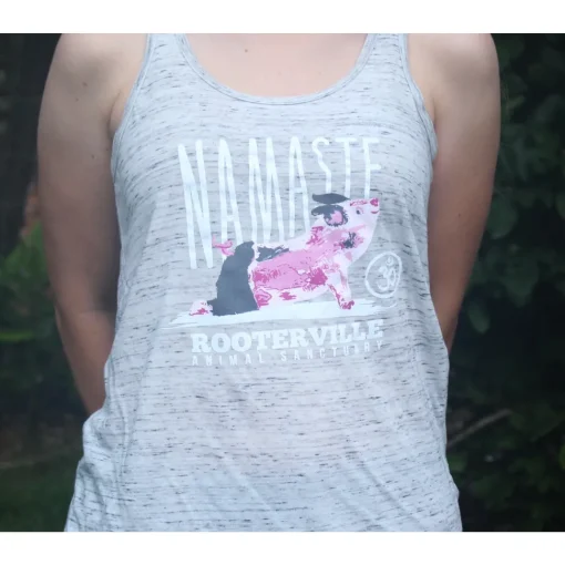Namaste Rooterville Piggy Yoga Ladies Tank with Pig in Pose*