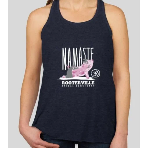 Namaste Rooterville Piggy Yoga Ladies Tank with Pig in Pose*