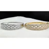 Natural Diamond Basket Weave Gold Plated Bangle Bracelet with REAL Diamonds! Very Affordable!