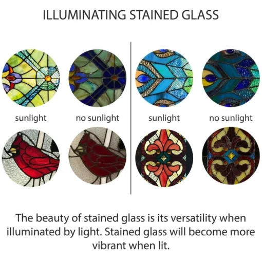 Oakley Blue or Amber Tiffany Style Stained Glass Pub Window Panel 30"L