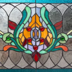 Oakley Blue or Amber Tiffany Style Stained Glass Pub Window Panel 30