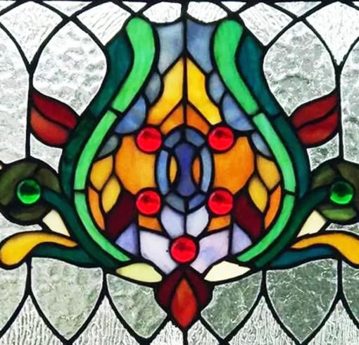Oakley Blue or Amber Tiffany Style Stained Glass Pub Window Panel 30"L