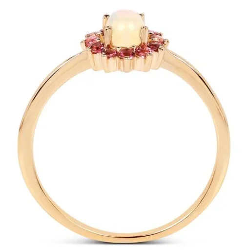 Opal and Pink Tourmaline Ring-Dainty and Sweet, Perfect for October Babies!