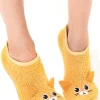 Orange Kitty Cat Fuzzy Footie Socks With Grips