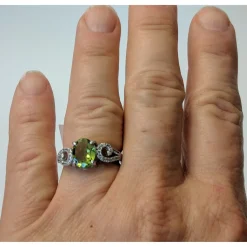 Peridot And Topaz in Platinum Plated Sterling Silver, Gorgeous Ring! Size 6.5