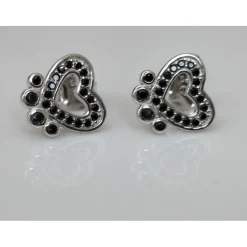 Pet Paw Earrings with Sparkling Cubic Zirconia in Solid Sterling Silver, Beautiful!