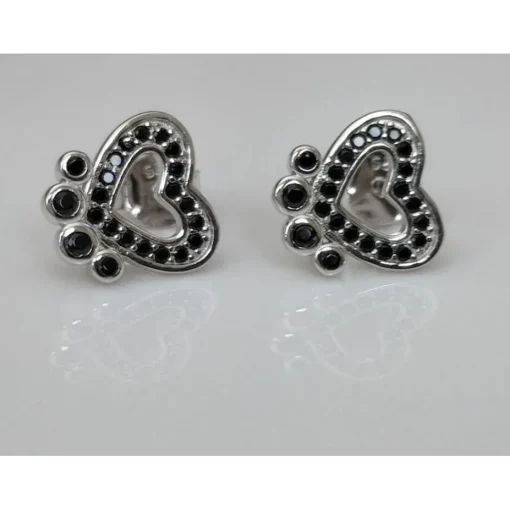 Pet Paw Earrings with Sparkling Cubic Zirconia in Solid Sterling Silver, Beautiful!